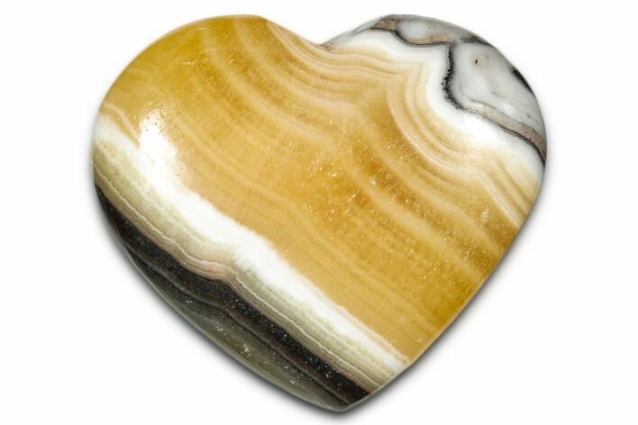 Polished Zebra Calcite Heart - Mexico #342076